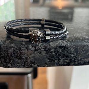 Men’s authentic Versace Braided Leather Bracelet